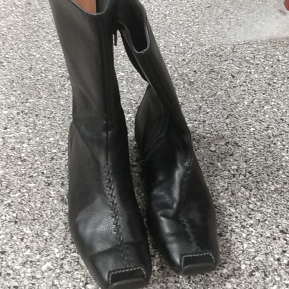 Square toed leather boots